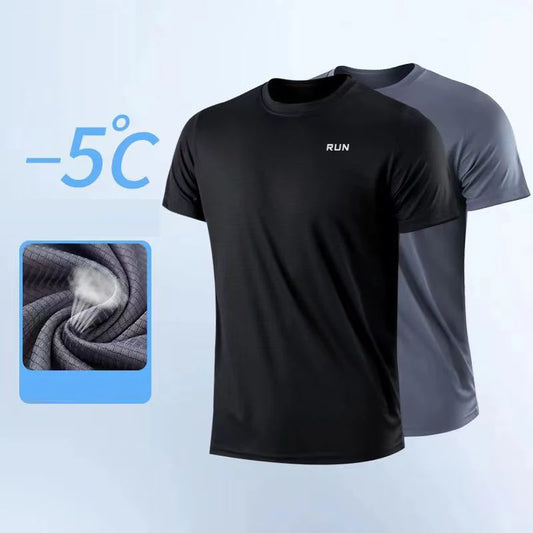 Men's Quick Dry Short Sleeve Gym Running Moisture Wicking Round Neck T-Shirt Training Exercise Gym Sport Shirt Tops Lightweight - Tasawoq