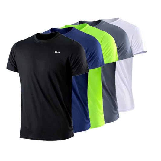 Men's Quick Dry Short Sleeve Gym Running Moisture Wicking Round Neck T-Shirt Training Exercise Gym Sport Shirt Tops Lightweight - Tasawoq
