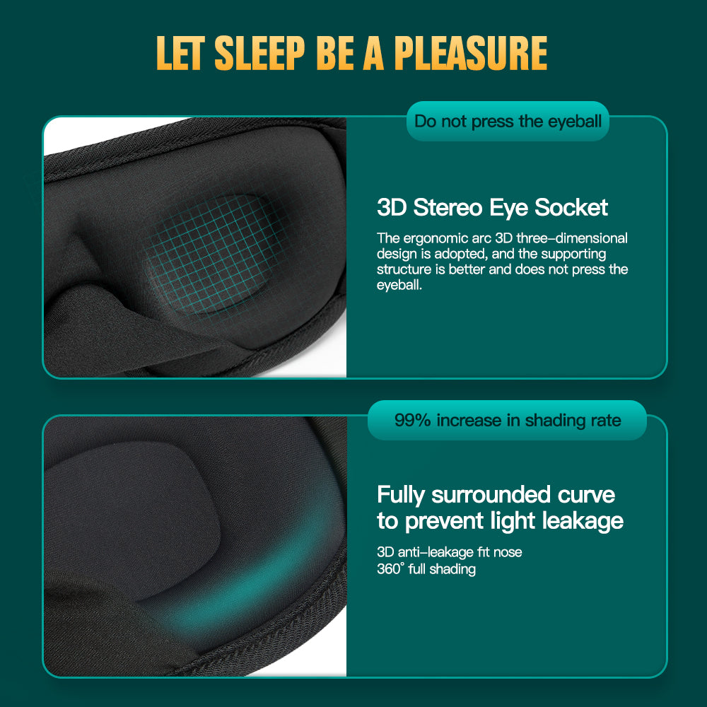 3D Sleeping Mask Block Out Light Sleep Mask For Eyes Soft Sleeping Aid Eye Mask for Travel Eyeshade Night Breathable Slaapmasker - Tasawoq