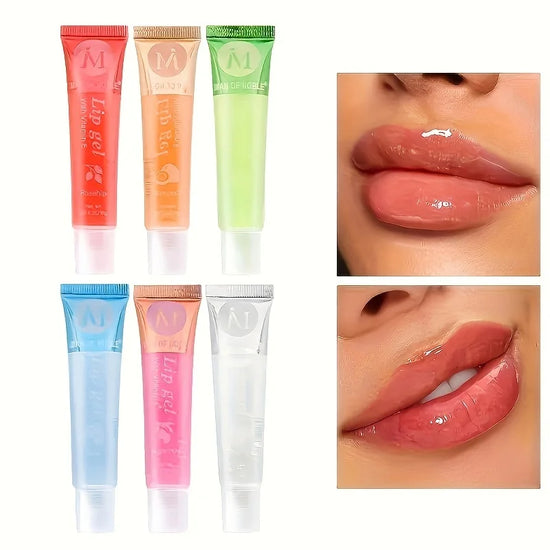 6Pcs/Set, Moisturizing Clear Lip Gloss, VE, Rosehip, Argan, Peppermintaloe, Coconut Flavor, Translucent Plumping Lip Oils Gift S - Tasawoq