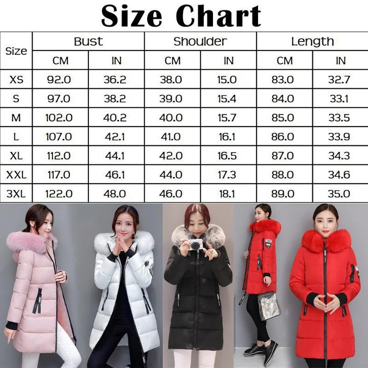 2024 Winter Women Parka Coats Long Cotton Casual Fur Hooded Jackets Thick Warm Slim-fit Jacket Female Overcoat Clothing - Tasawoq