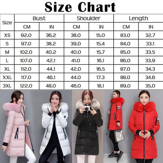 2024 Winter Women Parka Coats Long Cotton Casual Fur Hooded Jackets Thick Warm Slim-fit Jacket Female Overcoat Clothing - Tasawoq