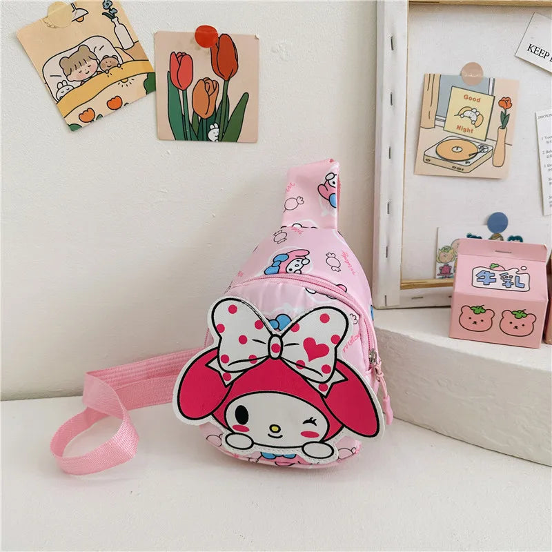 Kawaii Sanrio Hello Kitty Chest Bag Crossbody Bags Kuromi My Melody Cinnamoroll Messenger Shoulder Handbag for Women Toys Girls - Tasawoq