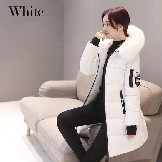2024 Winter Women Parka Coats Long Cotton Casual Fur Hooded Jackets Thick Warm Slim-fit Jacket Female Overcoat Clothing - Tasawoq