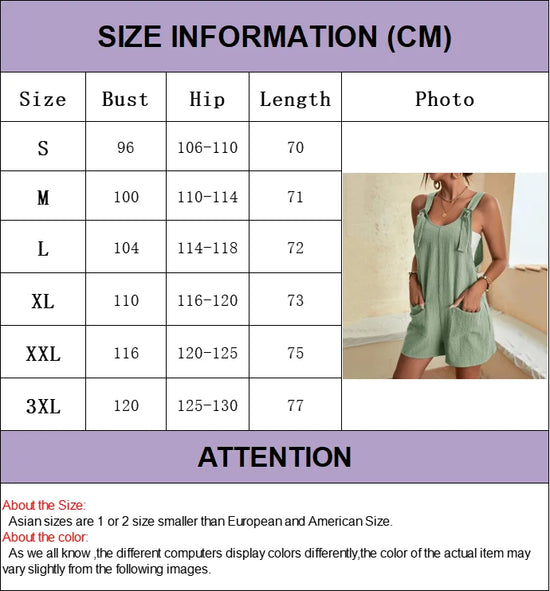 Fashion Women's Jumpsuit Summer 2024 Strappy Sleeveless Casual Loose Solid With Pockets Short Overalls Office Ladies Streetwear - Tasawoq