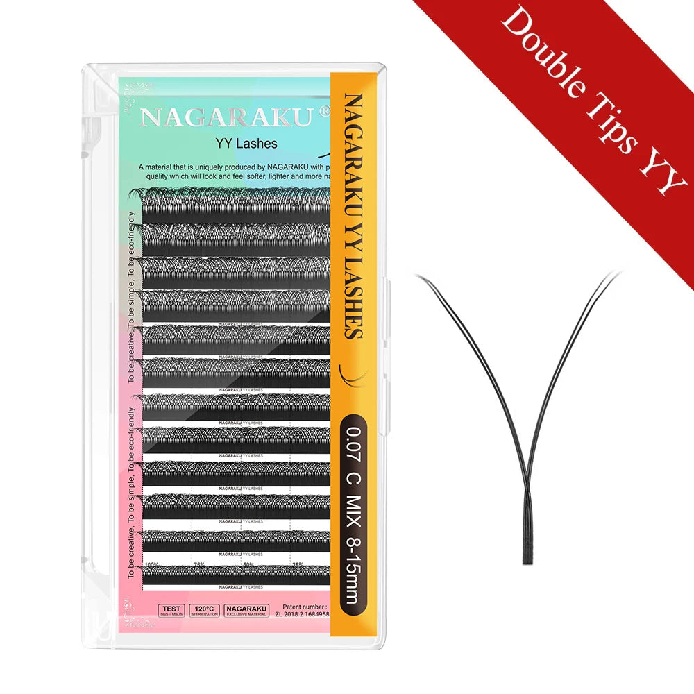 NAGARAKU YY Shape Double/Three Split Tips Triple Top Interlaced Root Eyelash Extensions Eyelashes - Tasawoq