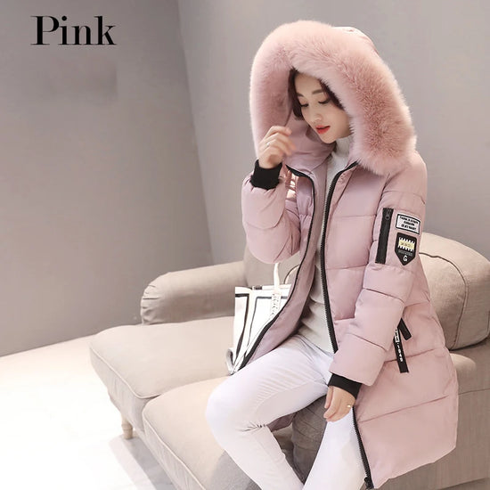 2024 Winter Women Parka Coats Long Cotton Casual Fur Hooded Jackets Thick Warm Slim-fit Jacket Female Overcoat Clothing - Tasawoq