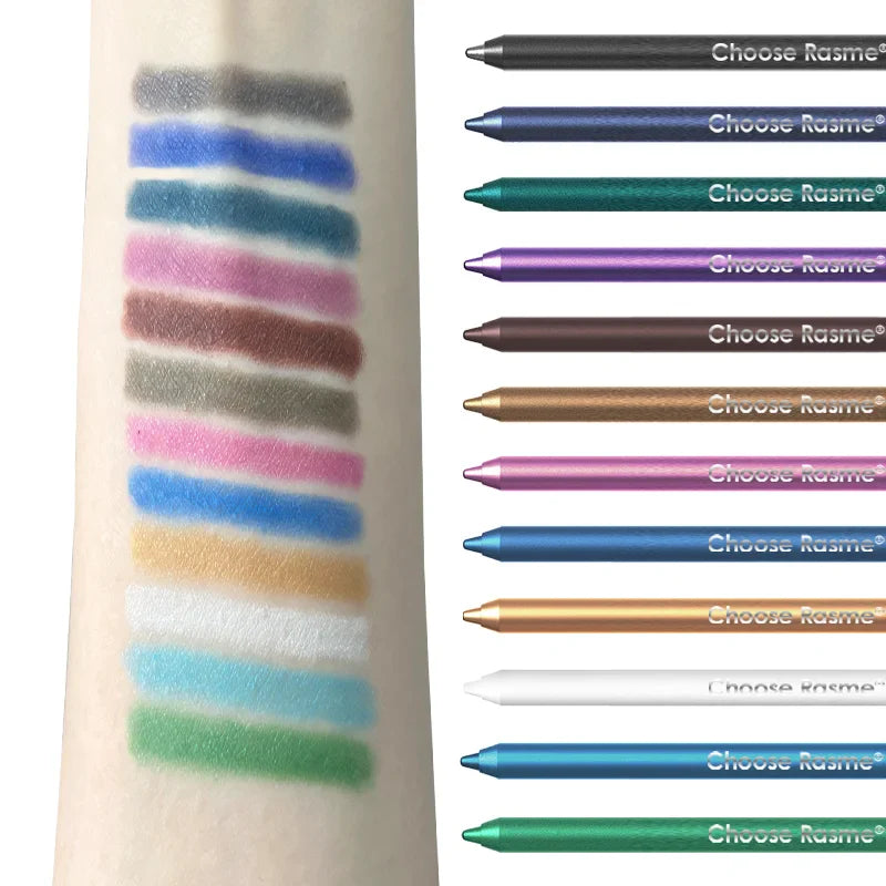 12 Colors Set Glitter & Shimmer Eyeliner Stick Pack - Long-Wearing Blue Tone Eyeliner Pencil with Smooth Application - Versatile - Tasawoq
