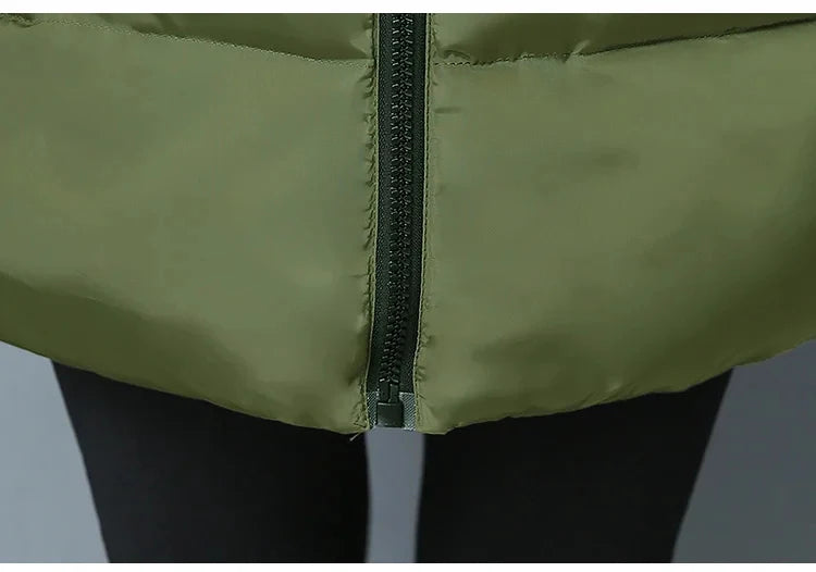 2024 Winter Women Parka Coats Long Cotton Casual Fur Hooded Jackets Thick Warm Slim-fit Jacket Female Overcoat Clothing - Tasawoq