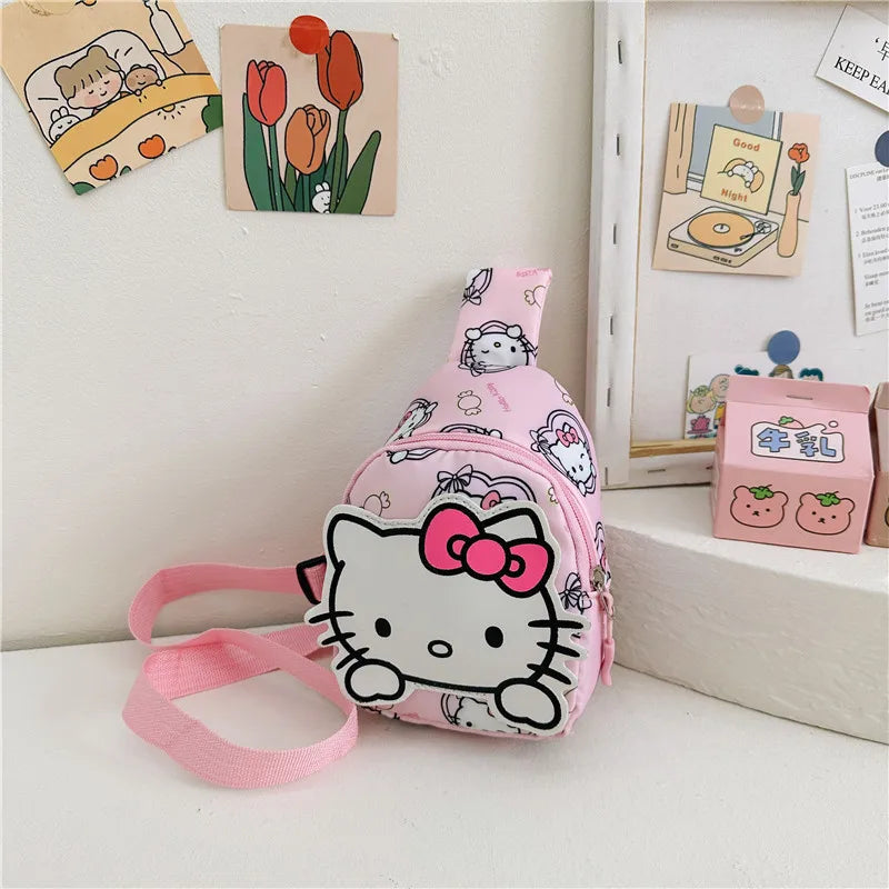 Kawaii Sanrio Hello Kitty Chest Bag Crossbody Bags Kuromi My Melody Cinnamoroll Messenger Shoulder Handbag for Women Toys Girls - Tasawoq