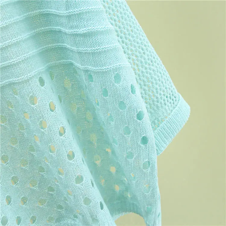 Spring and Summer New Ice Silk Knitted Vest Top Hollow Out Thin Bottoming Sling Streetwear Womens Clothing White Shirt 13686 - Tasawoq