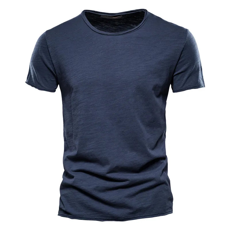 AIOPESON 100% Cotton Men T-shirt V-neck Fashion Design Slim Fit Soild T-shirts Male Tops Tees Short Sleeve T Shirt For Men - Tasawoq