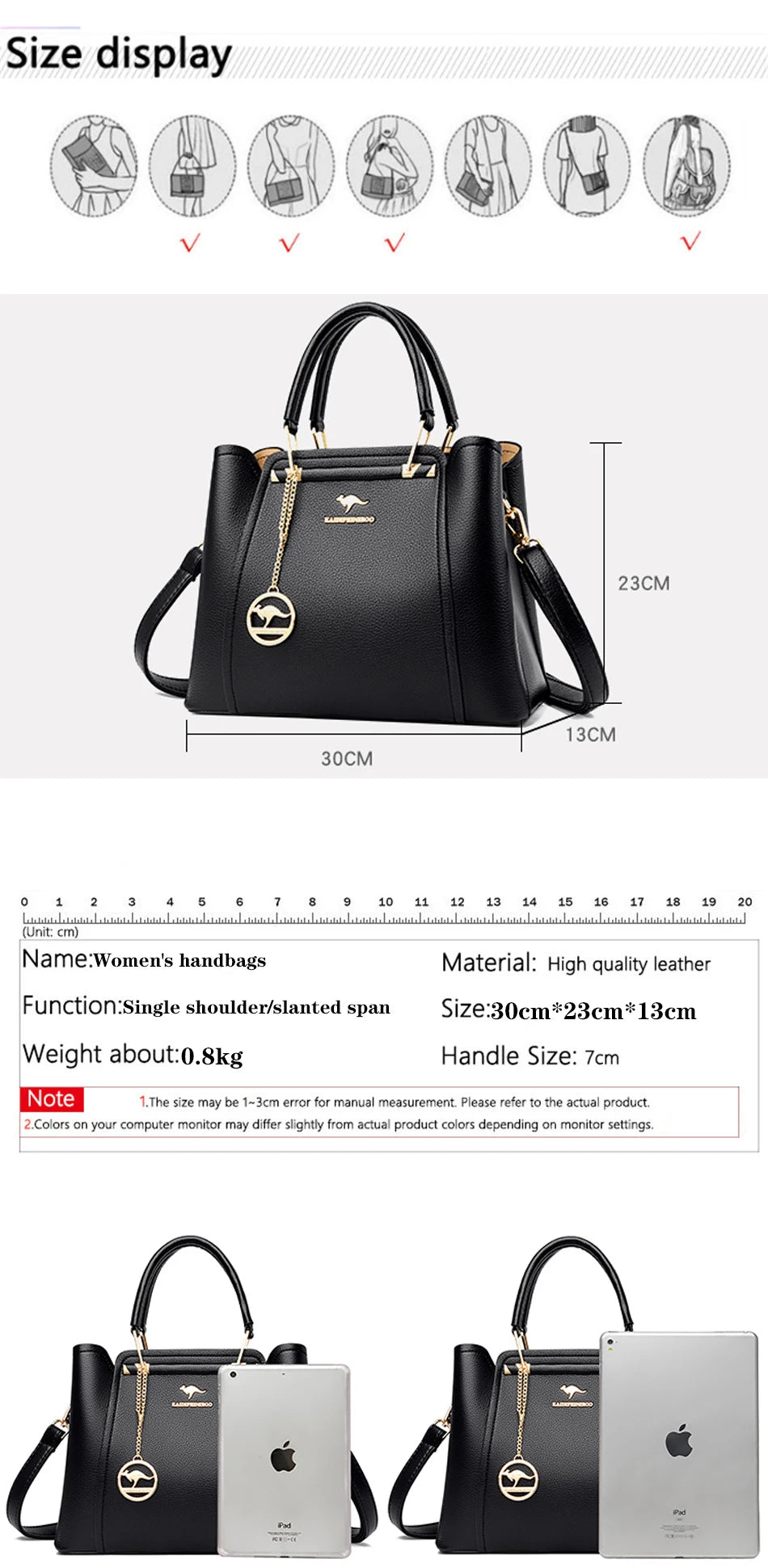 Luxury Handbags Women Bags Designer 3 Layers Soft Leather Shoulder Crossbody Sac Ladies Large Capacity Shopping Messenger Tote - Tasawoq