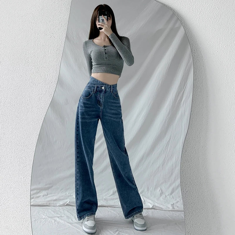 ZOENOVA Jeans Women Wide Leg Pants Mom Femme Black Blue Jeans High Waist Woman Trousers 2023 Clothing Pantalones Spodnie Damskie - Tasawoq