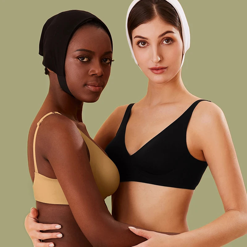 Women Latex Bra Seamless Underwear Sexy Brassieres Woman's Wireless Bras Soft Female Intimates Lingerie Plus Size Bralette S-XL - Tasawoq