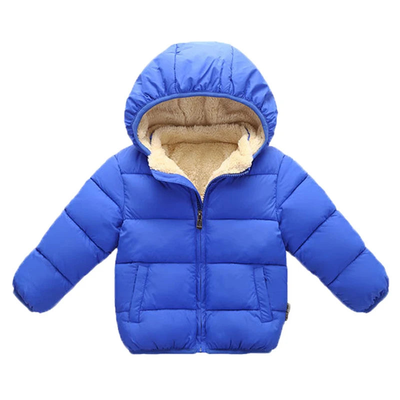 Baby Children Coats Winter Thick Jackets For Boys Warm Plush Thicken Outerwear For Girls Fur Hooded Jacket Kids Clothes Snowsuit - Tasawoq