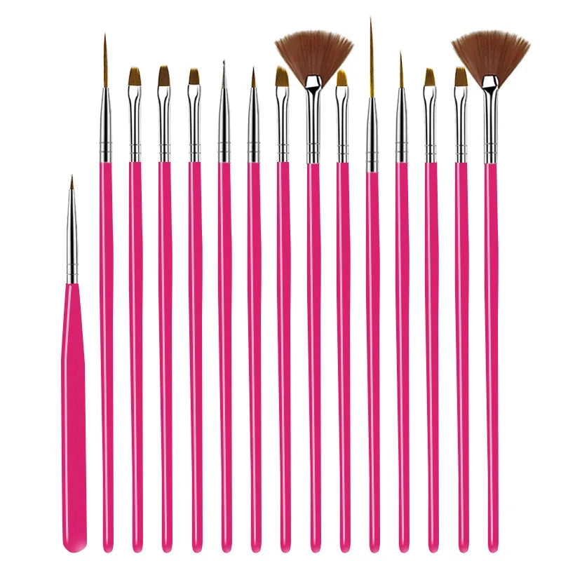 Nail Brush For Manicure Gel Brush For Nail Art 15Pcs/Set Nail Brush Acrylic Liquid Powder Carving Gel Brush - Tasawoq