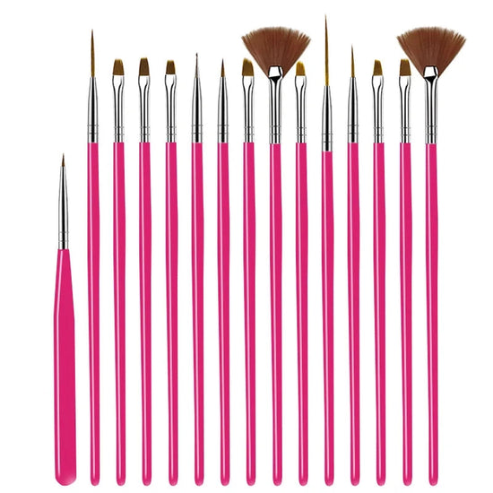 Nail Brush For Manicure Gel Brush For Nail Art 15Pcs/Set Nail Brush Acrylic Liquid Powder Carving Gel Brush - Tasawoq