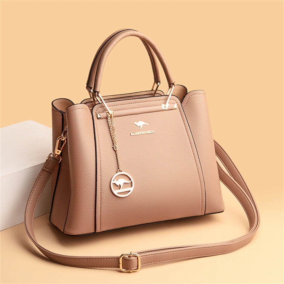 Luxury Handbags Women Bags Designer 3 Layers Soft Leather Shoulder Crossbody Sac Ladies Large Capacity Shopping Messenger Tote - Tasawoq