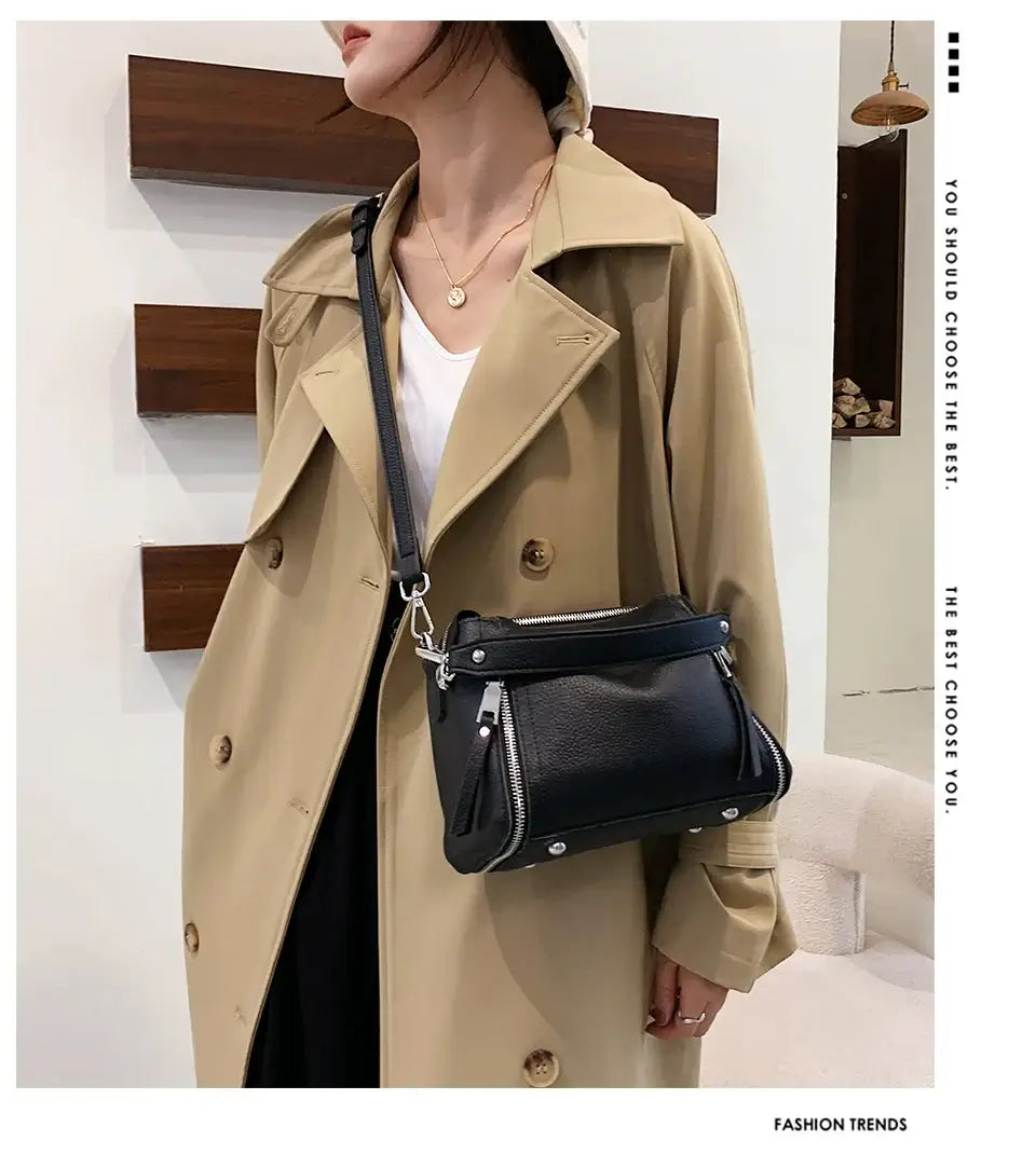 100% Genuine Leather Women Handbags Cowhide Women Shoulder bag Fashion Luxury Ladies Messenger Bags High Quality Female Tote bag - Tasawoq
