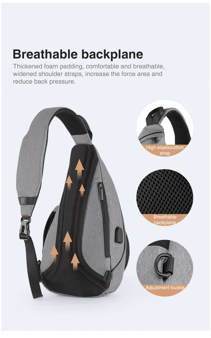 Mixi Men One Shoulder Backpack Women Sling Bag Crossbody USB Boys Cycling Sports Travel Versatile Fashion Bag Student School - Tasawoq