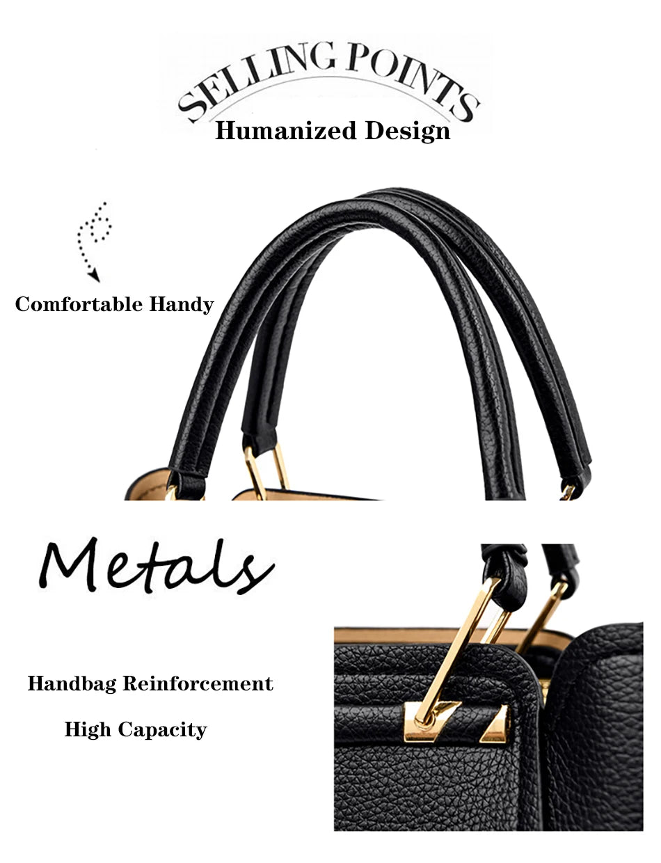 Luxury Handbags Women Bags Designer 3 Layers Soft Leather Shoulder Crossbody Sac Ladies Large Capacity Shopping Messenger Tote - Tasawoq