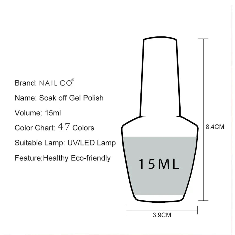 NAILCO 15ml Fresh Series Gel Nail Polish Design UV&LED Nail Gel Spring Summer Color Vernis Nail Art Glitter All For Manicure Set - Tasawoq