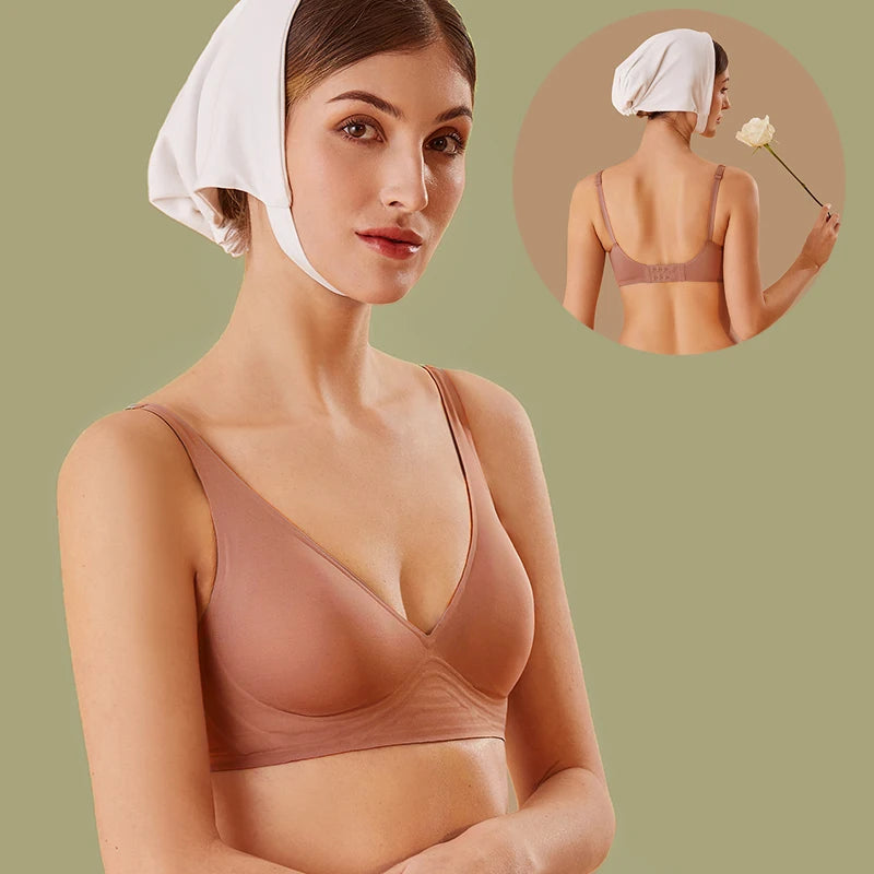 Women Latex Bra Seamless Underwear Sexy Brassieres Woman's Wireless Bras Soft Female Intimates Lingerie Plus Size Bralette S-XL - Tasawoq