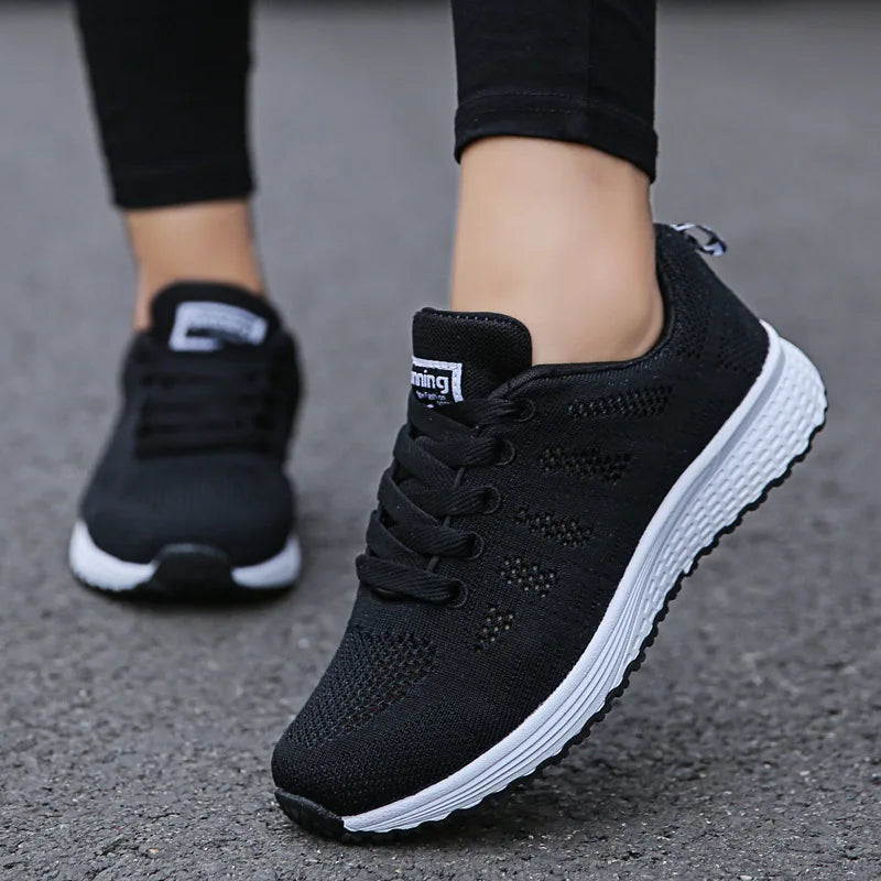 Women Casual Shoes Fashion Breathable Walking Mesh Flat Shoes Sneakers Women 2021 Gym Vulcanized Shoes White Female Footwear - Tasawoq