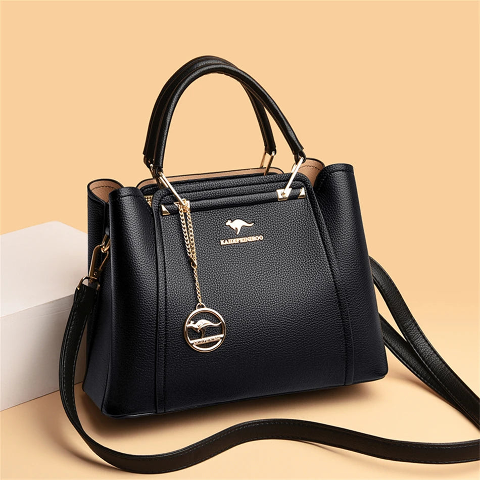 Luxury Handbags Women Bags Designer 3 Layers Soft Leather Shoulder Crossbody Sac Ladies Large Capacity Shopping Messenger Tote - Tasawoq