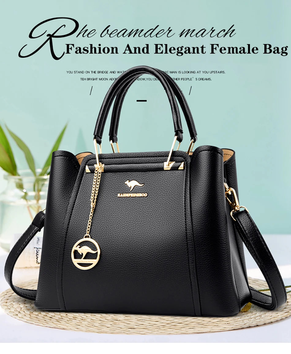 Luxury Handbags Women Bags Designer 3 Layers Soft Leather Shoulder Crossbody Sac Ladies Large Capacity Shopping Messenger Tote - Tasawoq