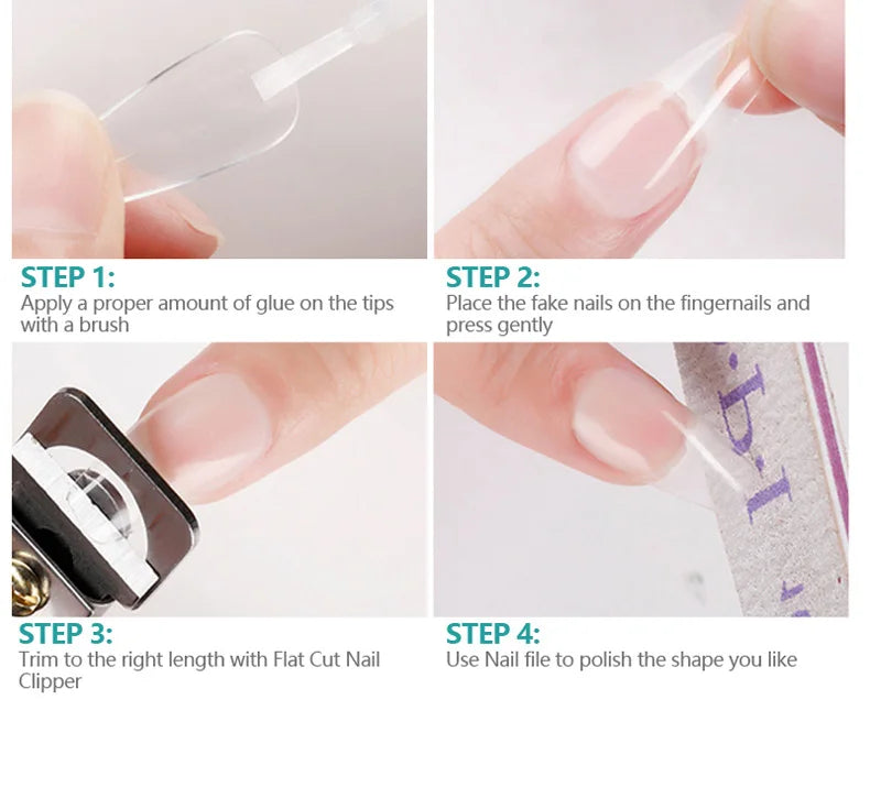 Nailpop Nail Glue for False Tips Glitter Acrylic Nail Art Adhesive Manicure Tool Rhinestone Glue Bottle Cap with Brush 2pcs - Tasawoq