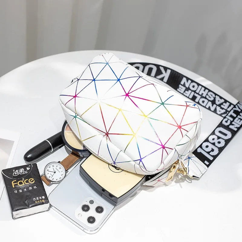 Women Laser Crossbody Bag Sling Shoulder Bag Jelly Holographic Square Messenger Satchel Bag For Lady Daily Small Handbag Purse - Tasawoq