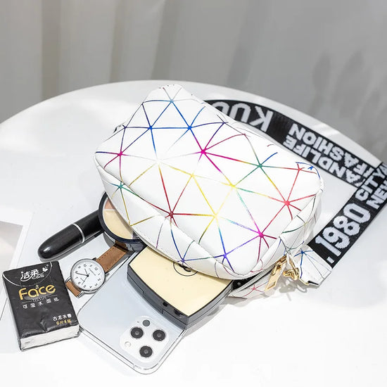 Women Laser Crossbody Bag Sling Shoulder Bag Jelly Holographic Square Messenger Satchel Bag For Lady Daily Small Handbag Purse - Tasawoq