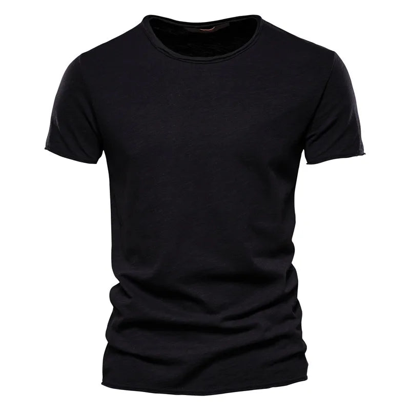 AIOPESON 100% Cotton Men T-shirt V-neck Fashion Design Slim Fit Soild T-shirts Male Tops Tees Short Sleeve T Shirt For Men - Tasawoq