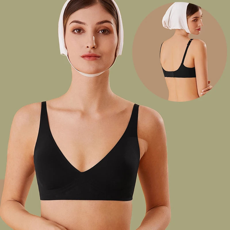 Women Latex Bra Seamless Underwear Sexy Brassieres Woman's Wireless Bras Soft Female Intimates Lingerie Plus Size Bralette S-XL - Tasawoq