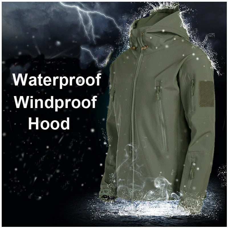 Men's Autumn Winter SoftShell Fleece Waterproof Jackets Male Hood Coats Fishing Hiking Camping Climbing Skiing Pants Trousers - Tasawoq