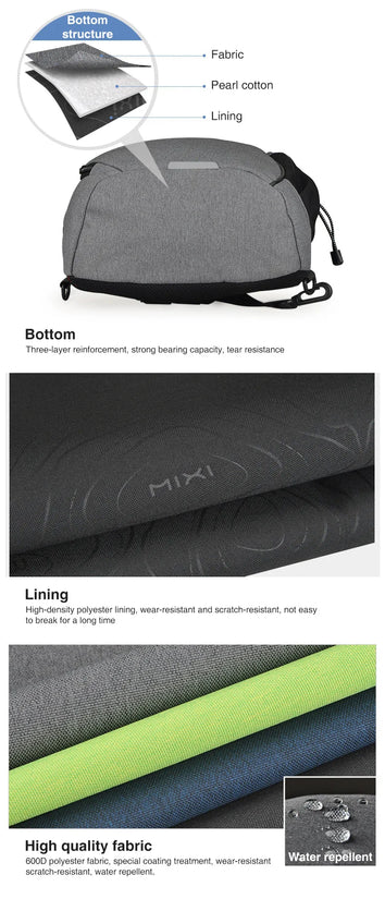 Mixi Men One Shoulder Backpack Women Sling Bag Crossbody USB Boys Cycling Sports Travel Versatile Fashion Bag Student School - Tasawoq