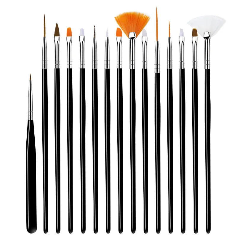 Nail Brush For Manicure Gel Brush For Nail Art 15Pcs/Set Nail Brush Acrylic Liquid Powder Carving Gel Brush - Tasawoq