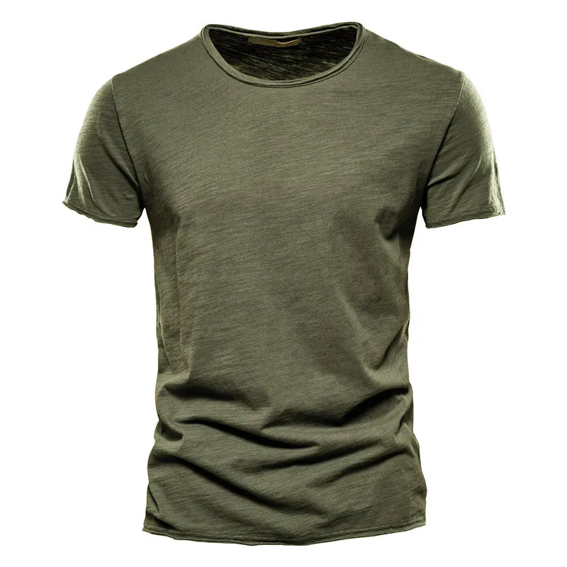 AIOPESON 100% Cotton Men T-shirt V-neck Fashion Design Slim Fit Soild T-shirts Male Tops Tees Short Sleeve T Shirt For Men - Tasawoq