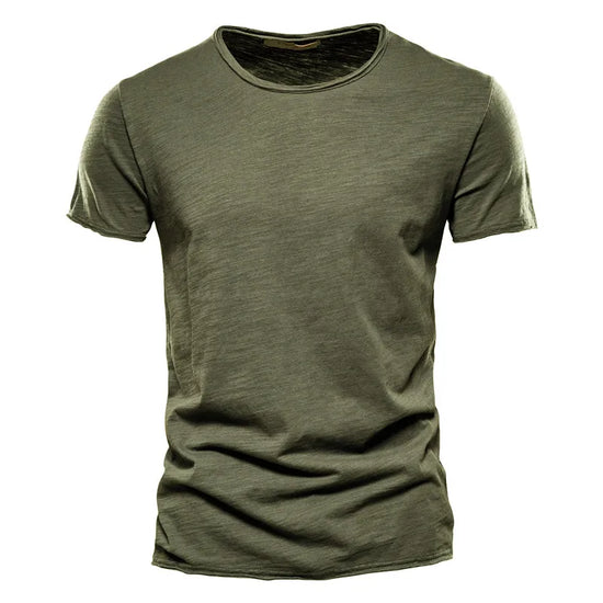 AIOPESON 100% Cotton Men T-shirt V-neck Fashion Design Slim Fit Soild T-shirts Male Tops Tees Short Sleeve T Shirt For Men - Tasawoq