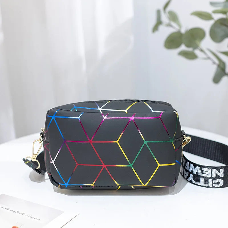 Women Laser Crossbody Bag Sling Shoulder Bag Jelly Holographic Square Messenger Satchel Bag For Lady Daily Small Handbag Purse - Tasawoq