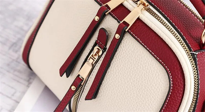 Fashion Hit Color Shoulder Bags for Women Female PU Leather Crossbody Messenger Bags Small Handbag Wide Strap Purse - Tasawoq