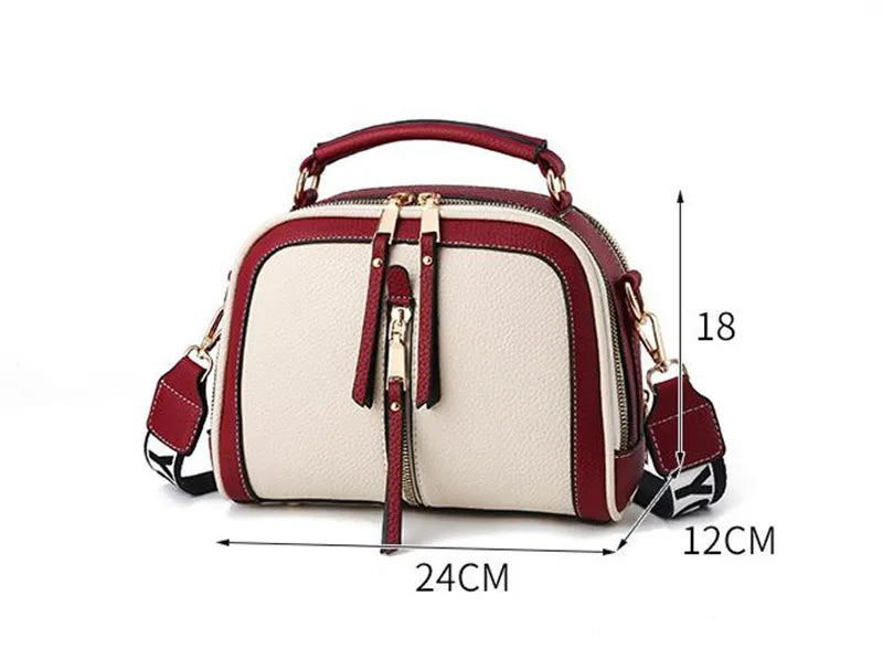 Fashion Hit Color Shoulder Bags for Women Female PU Leather Crossbody Messenger Bags Small Handbag Wide Strap Purse - Tasawoq