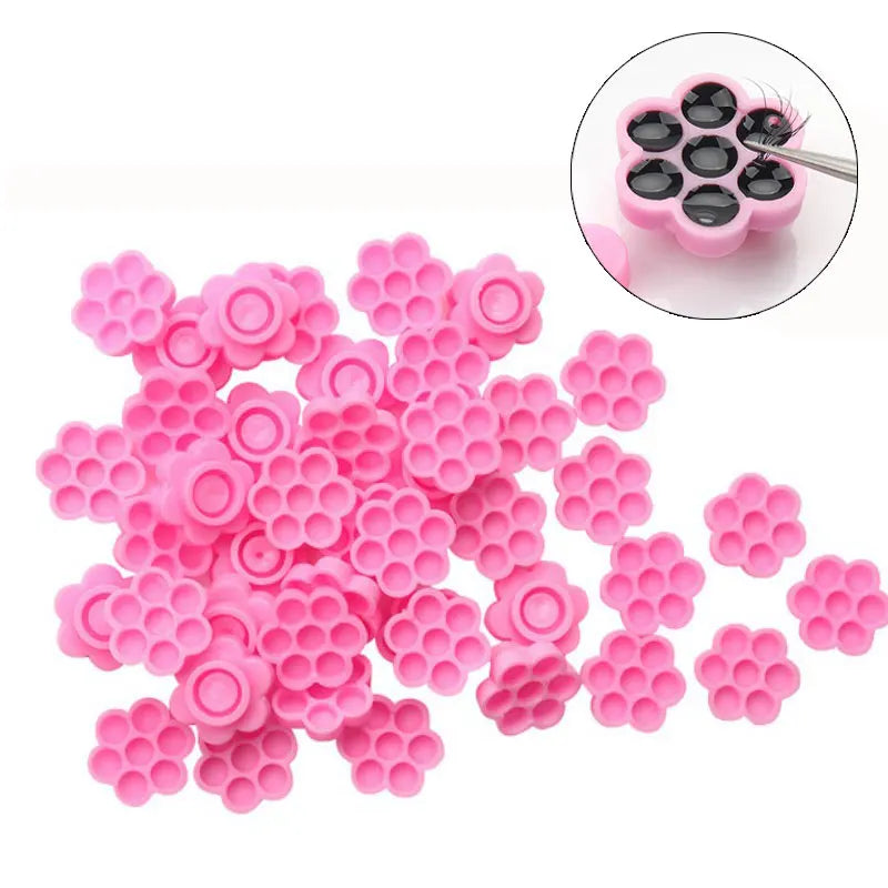 100Pcs False Eyelashes Blooming Cups Planting Grafting Rapid Bloom Sun Flower Glue Cup Fan Eyelash Extension Makeup Tools