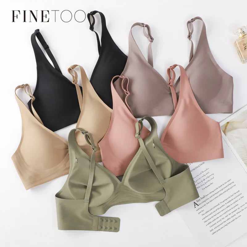 FINETOO Soft Wireless Bra Women Deep V Bras Sexy Bralette Padded Bra S-XL Female Seamless Underwear Comfortable Ladies Lingerie - Tasawoq
