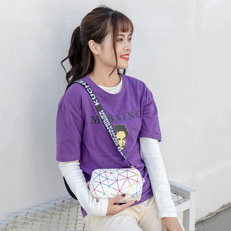 Women Laser Crossbody Bag Sling Shoulder Bag Jelly Holographic Square Messenger Satchel Bag For Lady Daily Small Handbag Purse - Tasawoq