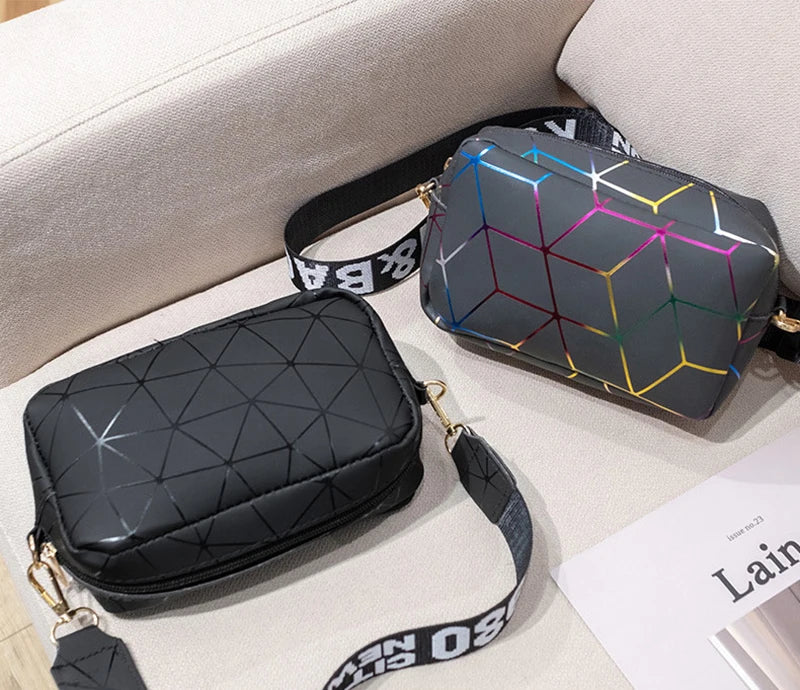 Women Laser Crossbody Bag Sling Shoulder Bag Jelly Holographic Square Messenger Satchel Bag For Lady Daily Small Handbag Purse - Tasawoq
