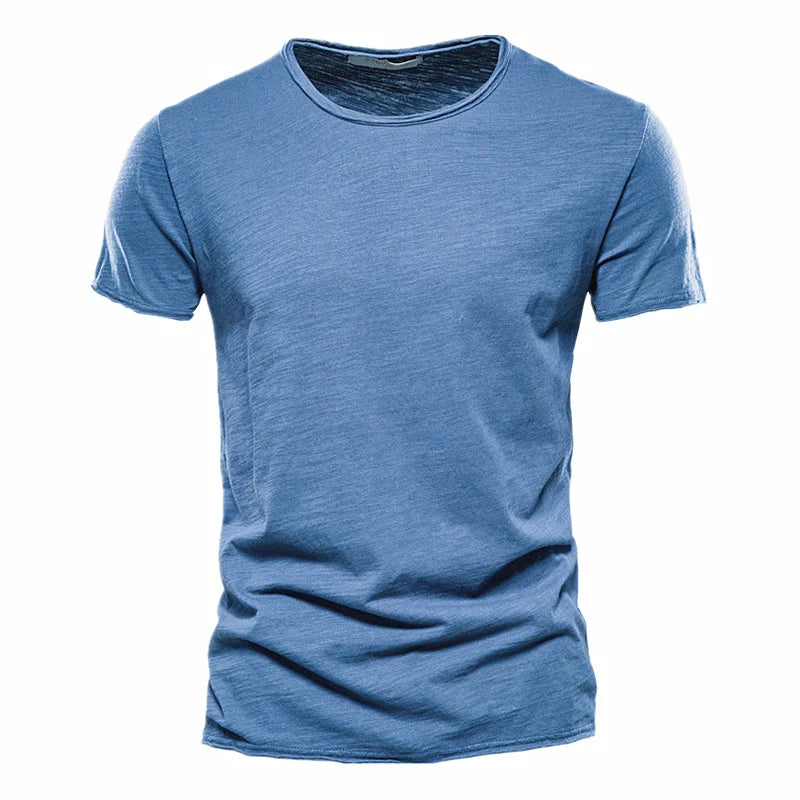 AIOPESON 100% Cotton Men T-shirt V-neck Fashion Design Slim Fit Soild T-shirts Male Tops Tees Short Sleeve T Shirt For Men - Tasawoq
