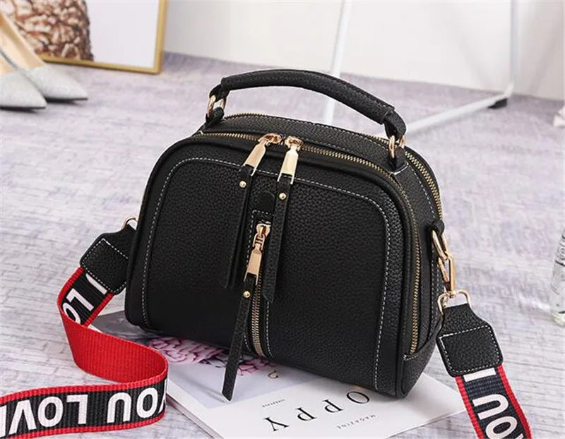 Fashion Hit Color Shoulder Bags for Women Female PU Leather Crossbody Messenger Bags Small Handbag Wide Strap Purse - Tasawoq
